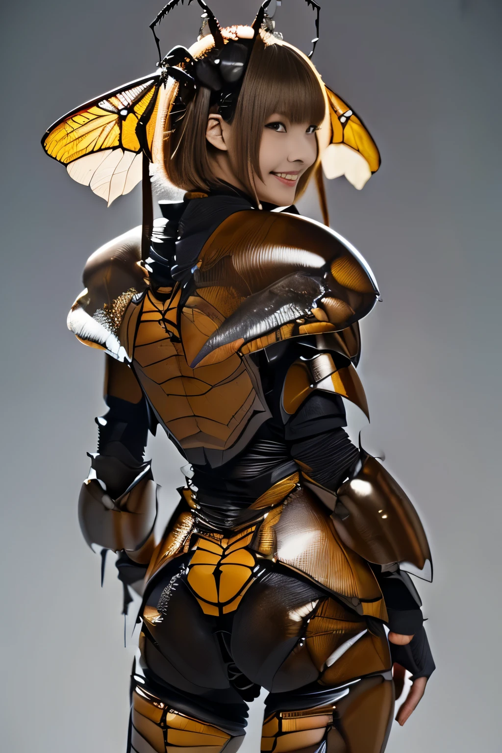 (high resolution,masterpiece,best quality,extremely detailed CG, anime, official art:1.4), realistic, photo, amazing fine details, all intricate, gloss and shiny,awesome many layers, 8k wall paper, 3d, sketch, kawaii, illustration,( solo:1.4), perfect female proportion,villainess, (fusion of dark brown cockroach and lady:1.4), (brown cockroach form lady:1.2), (brown cockroach lady:1.2), (fusion:1.2), (solo:1.4), (evil smile:1.2), muscular, abs, (cockroach brown exoskeleton bio insect suit:1.4), (cockroach brown exoskeleton bio insect armor:1.2), (brown transparency cockroach wing:1.4), (brown cockroach antennae:1.3),