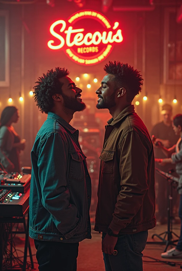 A handsome sexy young man sitting in a cowboy bar with 2 gay male friends one talks in his ear and the other touches his butt