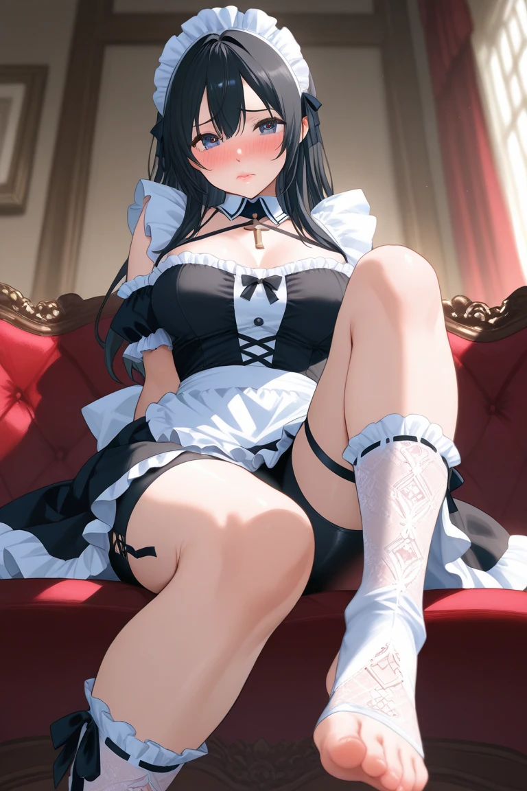 Masterpiece, (Best Quality: 1.2), (Super Fine: 1.2), (Extremely Delicate and Beautiful: 1.2), Film Angle, milf, goth girl, thighhighs, choker, miniskirt, lingerie