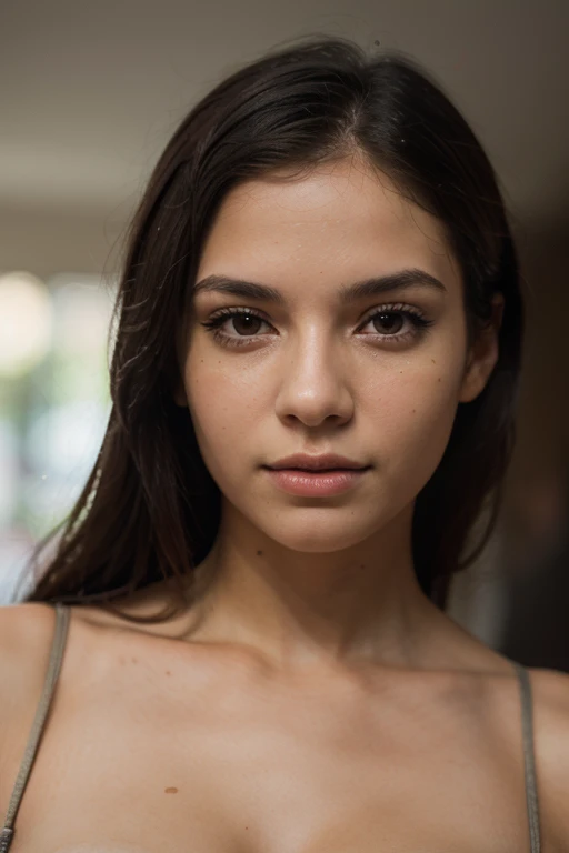 foto cruda, Face portrait photo of beautiful 26 years old..oh mujer, Cara linda, vistiendo un vestido negro, cara feliz, sombras duras, cinematic shot, dramatic lighting, pink lingerie
