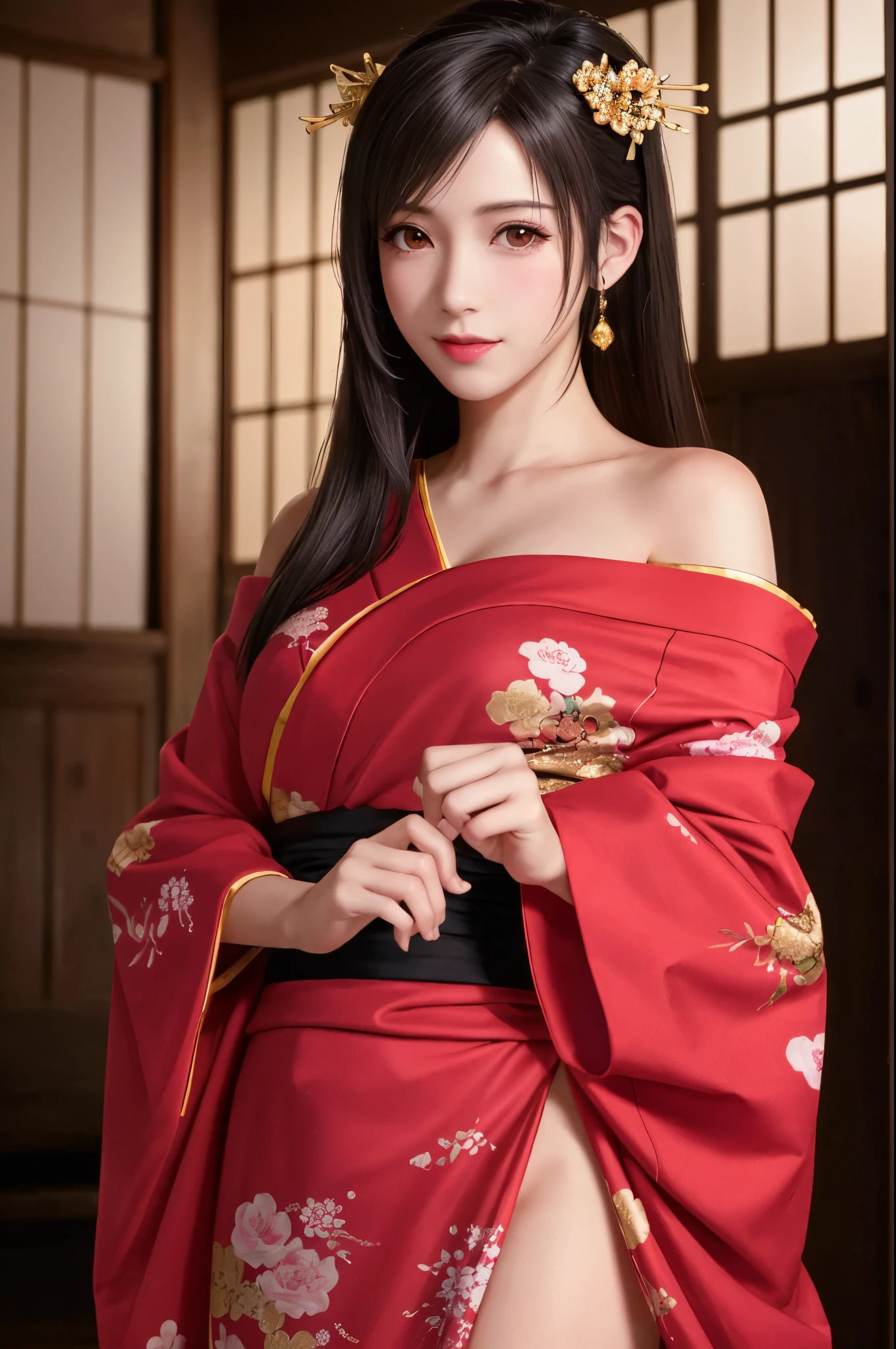 girl in a red dress with a gold crown, beautiful alluring woman, cute waifu in a nice dress, seductive girl, goddess, beautiful woman, style 4 k, onmyoji portrait, hd wallaper, beautiful girl, japanese goddess, wallaper, in a kimono, art wallpaper 8 k, woman
