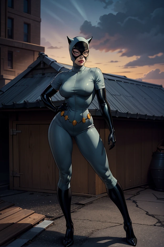 RAW, Masterpiece, Super Fine Photo, Best Quality, Ultra High Resolution, Photorealistic Photorealism, Sunlight, Full Body Portrait, Amazing Beauty, Big Breasts, (Dynamic Pose), Delicate Face, Vibrant Eyes, She Wears Futuristic Batman Costume, Legging Pants, High Neck Top, Bare Shoulders, Batman Ears, Standing, Very Detailed Background, Detailed Face, Detailed Complex Busy Background, Messy, Gorgeous, Milky White, Highly Detailed Skin, Realistic Skin Details, Visible Pores, Sharp Focus, Volumetric fog, 8k uhd, DSLR, high quality, film grain, fair skin, photorealism, lomography, huge metropolis in futuristic dystopia, seen from below, translucent, camel toe