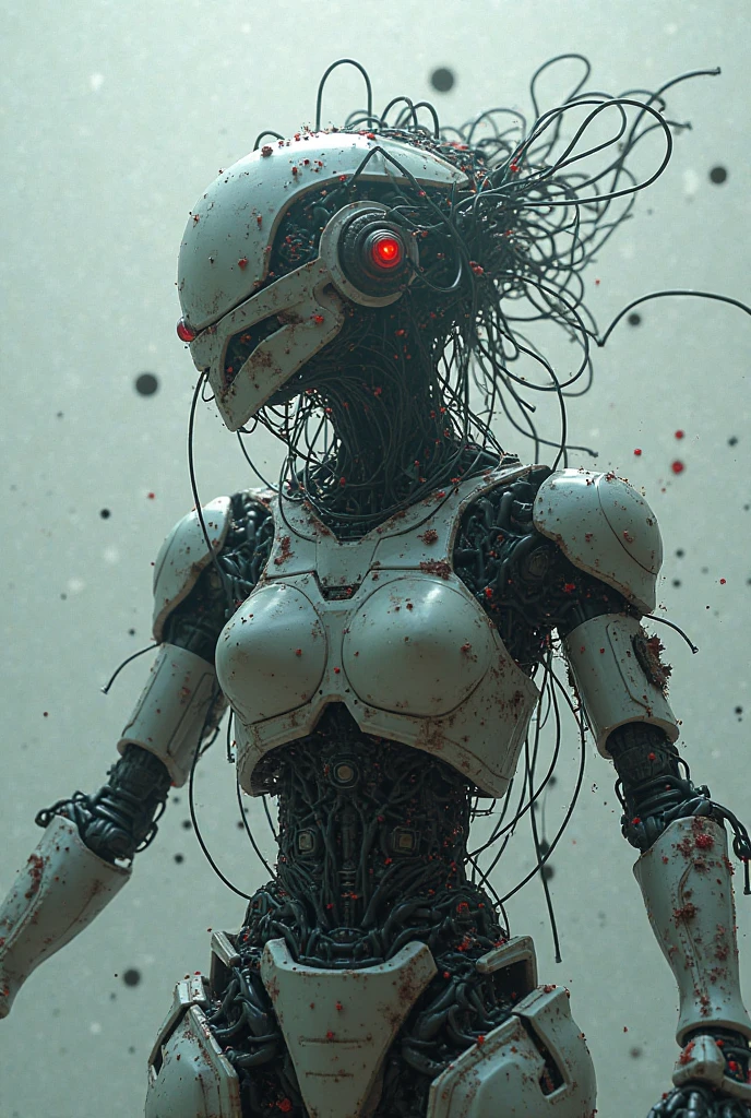 1mechanical girl, ((ultra realistic details)), portrait, global illumination, shadows, octane render, 8k, ultra sharp, metal, intricate, ornaments detailed, cold colors, egypician detail, highly intricate details, realistic light, trending on cgsociety, glowing eyes, facing camera, neon details, mechanical limbs, blood vessels connected to tubes, mechanical vertebra attaching to back, mechanical cervical attaching to neck, sitting, wires and cables connecting to head