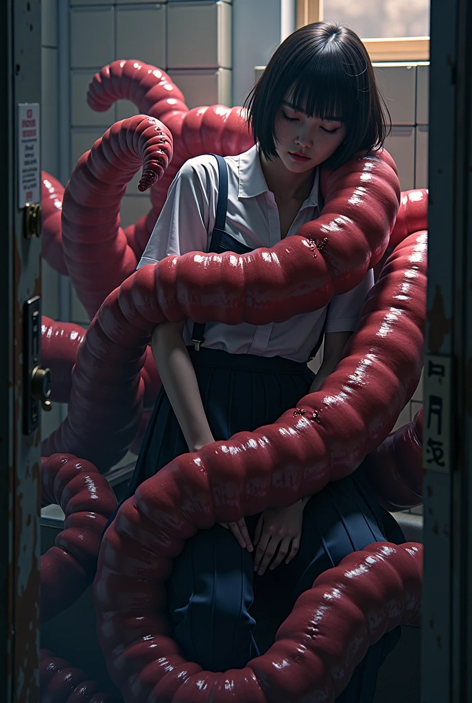 ( CHOSO_JUJUTSU NO KAISEN),((realistic, photorealistic)),(highlight hair)), Light reflection, (( HD )),((upper body)), (((best quality, masterpiece))), (masterpiece) (best quality) (detail) (8k) (HDR) (wallpaper) (cinematic lighting) (sharp focuasterpiece, best quality: 1.1), Real life adaption of this character, realistic outfit, realistic shadow, realistic light, realism, hyper realistic, realistic background,realistic hair,(photorealistic:1.2), (masterpiece: 1.2), (best quality: 1.3), (clear details: 1.3), ((((ultra-detailed)))), ((detailed eyes)), (extremely detailed face:1.4), (highly detailed eyelash:1.6), highly detailed eyes, sharp details, high contrast, (shiny skin), 1boy,Shibuya train station background, Stairs lead to the bottompurple and blue gradations, glow effect, smoke, shadow,gradient hair,Lines under the eyes, blood stains on hands,Realistic blood,Blood elements, blood spots, blood foreground, gushing blood,
