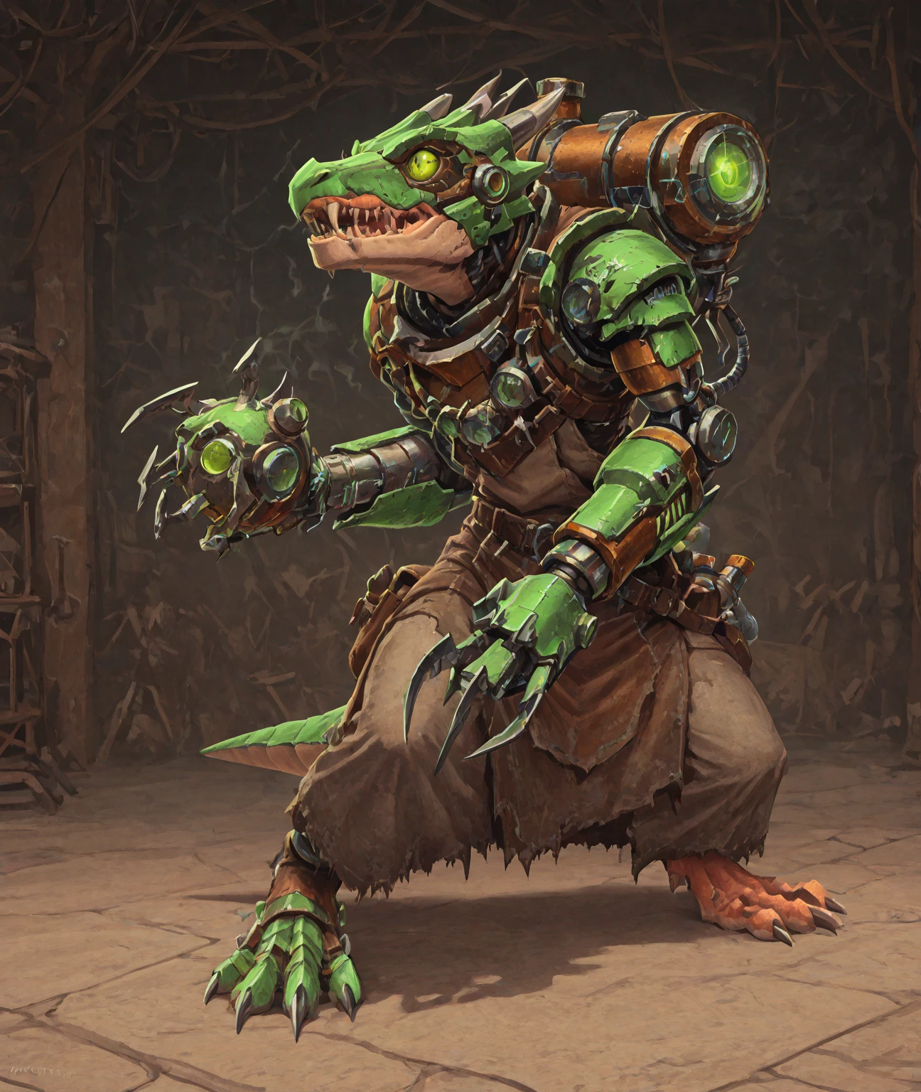 kobold, IkitClaw, enginer, artificer, mechanic, robotic claws, robotic arm, scrap parts, WarlockMaster