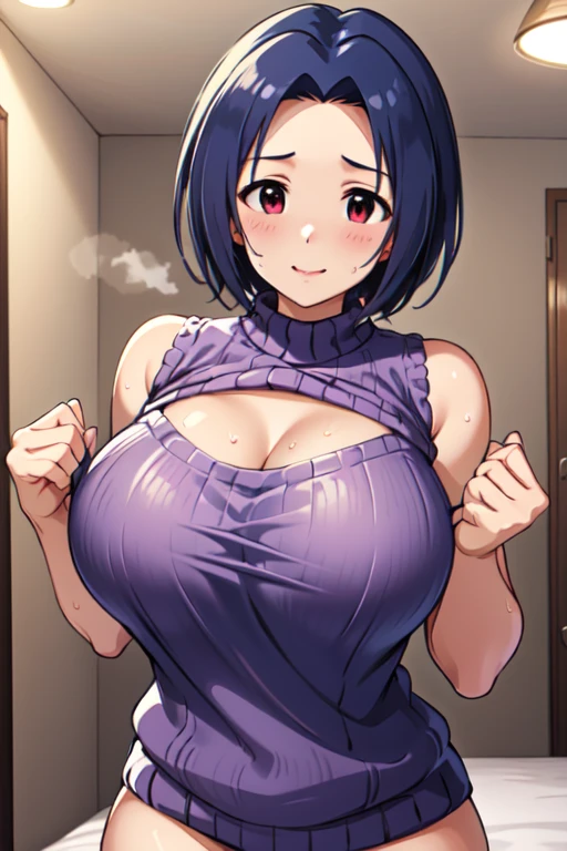 Misae Nohara, (Auntie:1.5), (Mature Woman:1.5), (absurderes, 8K, 4K, masutepiece, hyper extreme detailed:1.2), Best Quality, Perfect Anatomy,Perfect face,High humidity, (Huge breasts:1.7), (A sheer pink nightgown:1.4), (Wet:1.2), (.Alley:1.3), Graffitied wall, Garbage can, Scattered trash, (alone:1.5), (Brown eyes:1.2), (Clothing is revealing:1.2), Exposed shoulders, Torn clothes, Are pregnant, Firm breasts, Upturned nipples, Showing cleavage, Mole on chest, (Thick armpit hair:1.4), (blush:1.2), A kind smile, relief, peace of mind, (maternal:1.3), (Gentle look:1.5), Smiling face, (Outdoor:1.5), (Out:1.3), half closed eyes, naughty face, Sitting in a chair, spread legs