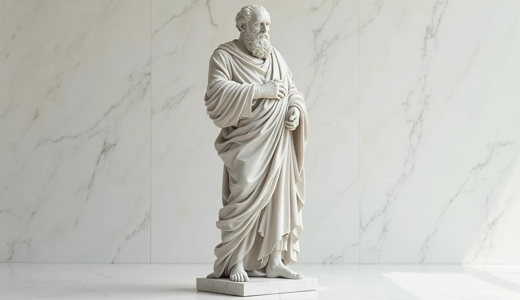 stone statue in circle logo