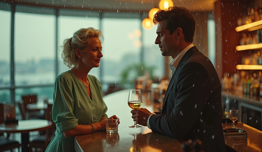 Make a 40-year-old woman talking to a man