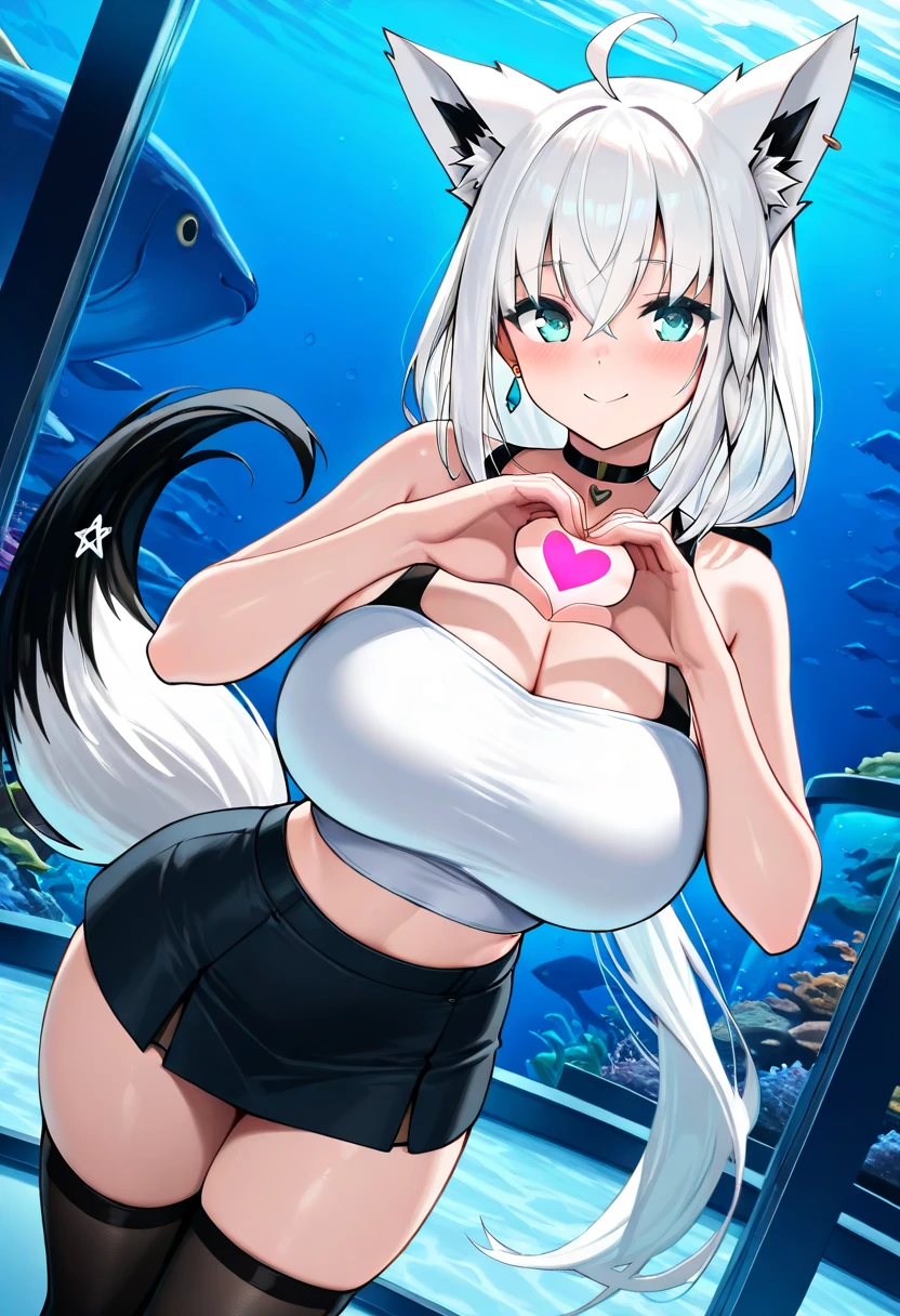 femboy, furry cow, and cute, short white hair with black tips, blue colored eyes, god of eyes, detailed artwork, extremely detailed artwork, white and fluffy skin, white skin with black spots, extremely high detailed skin, black and white silk gloves, short black shirt with heart, belly sample, hair on thighs, short shorts (blackw), detailed thighs, cute thighs, cow's tail, sitting on knees, black and white silk socks, collar with bell around the neck, groin sample, cute smile, detailed groin, Cute pose, small and cute, shining skin, shiny thighs, sitting on knees, no private parts, Youngh, leaning against a Bugatti Veyron car, Bugatti azul, detailed back ground,