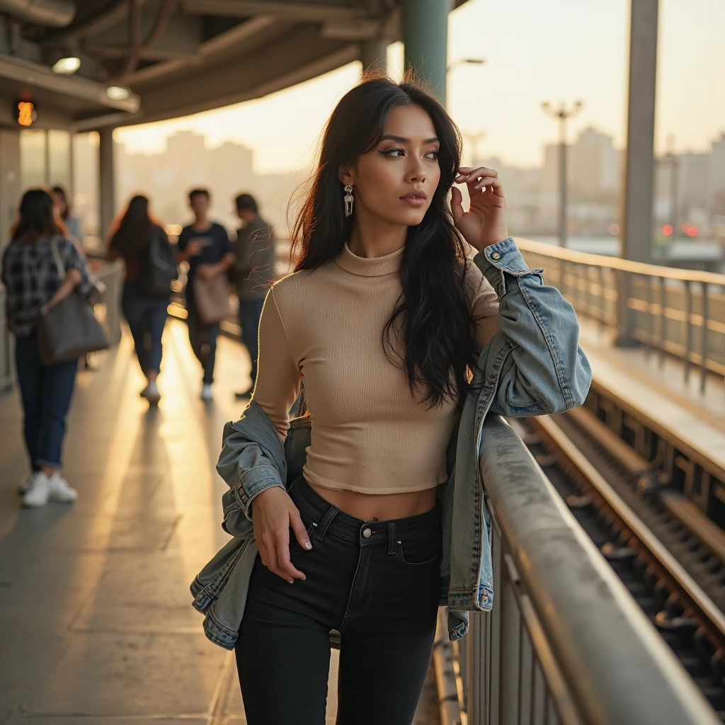 Mexican woman teen skinny full body pretty on the street