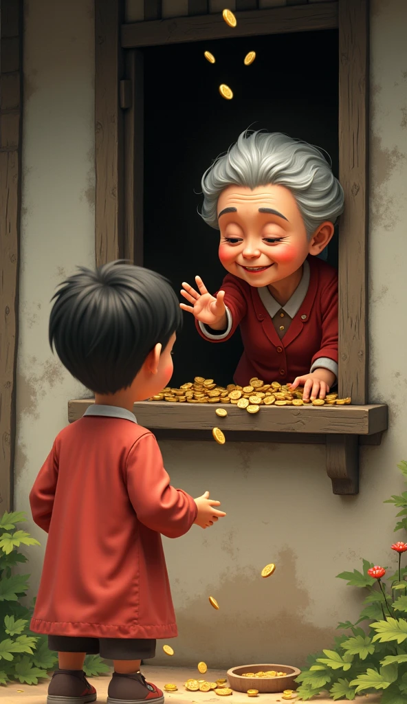 A boy giving money to his old mom real life in the Not So Old Room 