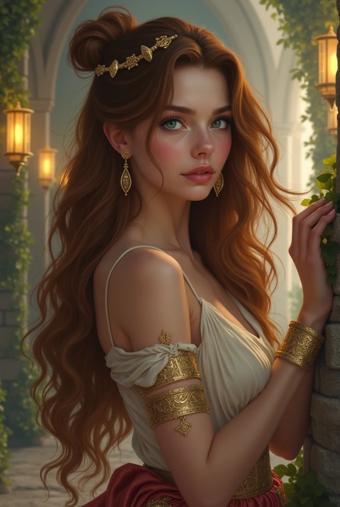 Amélia, sublime fille d'une sénatrice dans l'univers de Star Wars, 16 ans, cheveux longs auburn, Yeux verts, prostituée, élégante, distingué, habillée d'une robe sexy dans le salon, mange assise à table de la nourriture qui baigne dans un liquide ressemblant au vin blanc, nourriture exotique, Pas de sous-vêtements, pose scandaleuse, lascive, Amélia regarde la caméra, honteuse. très détaillé, peinture numérique, ArtStation, Art conceptuel, lisse, mise au point nette, illustration, Illustration par Wlop, Charlie Bowater et Alexandra Fomina. photo en pied.