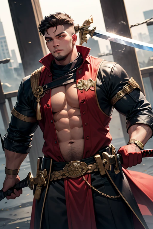 Hot tall muscular male, chris evans face, chris evans picture, tall body, sexy body, the man is doing a Jojo pose 