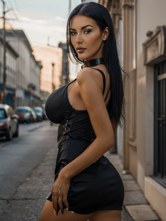 (8k, RAW photo, best quality, masterpiece: 1.2, realistic, photorealistic: 1.37, professional lighting, intricate details, high quality (Figo Hourglass)) Fernanda Rangel Schwingel Machado, age 23, smiling (walking along boardwalk on the beach ), (black bodycon dress, black tights, high shoes), ((height 1.60 cm, weight 50 kg, bust 62 cm, size 44B, B cup, waist 63 cm, hips 86 cm, show full body ), Brazilian, hot, sculptural body, muscular, athletic, white skin, (long straight black hair), eyelashes, green eyes, makeup, hoop earrings, red lipstick, detailed beautiful face, supermodel, natural skin texture, 24 mm, 4k textures, soft cinematic light, Adobe Lightroom, photo lab, HDR, complex, elegant, highly detailed, sharp focus, ((((cinematic look)))), soft tones, complex details, hyper-detailed, low contrast, dark colors, exposure mixing, faded, ability to look at the viewer, cinematic, colorful, professionally colored, professional photography, realistic shading, elegant, perfect eyes, perfect hand, detailed clothing