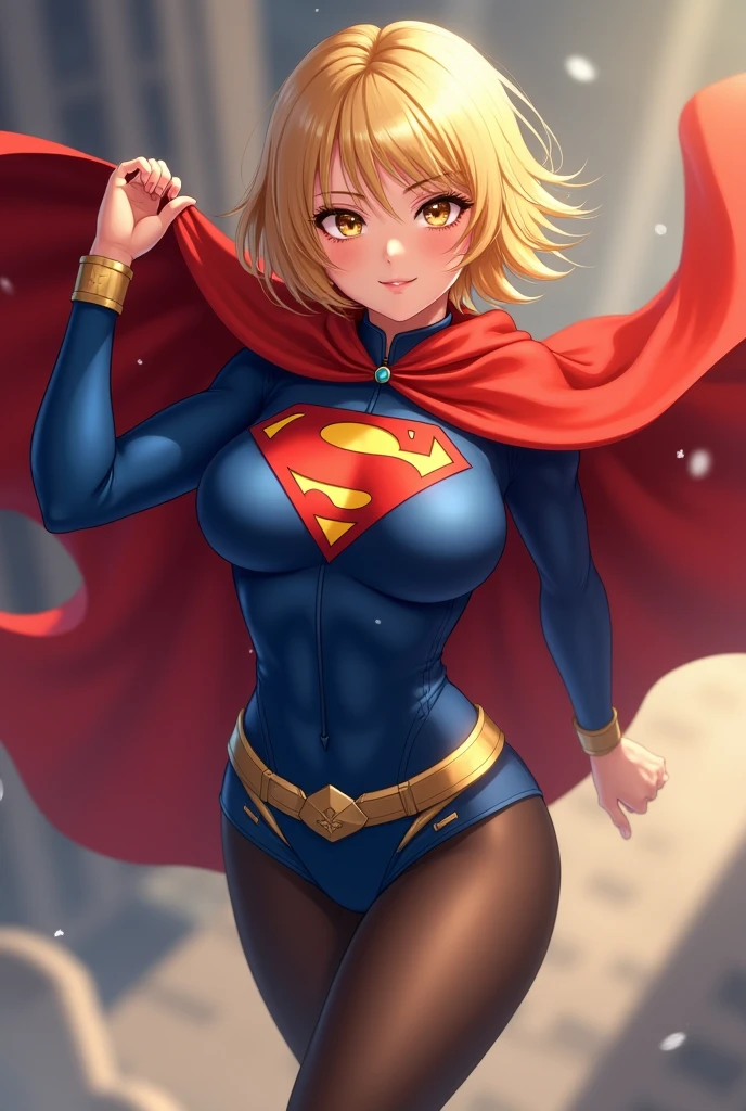 American blonde, mature female, leotard, belt, hands on hip, diffraction spikes, superhero, bare legs, boots