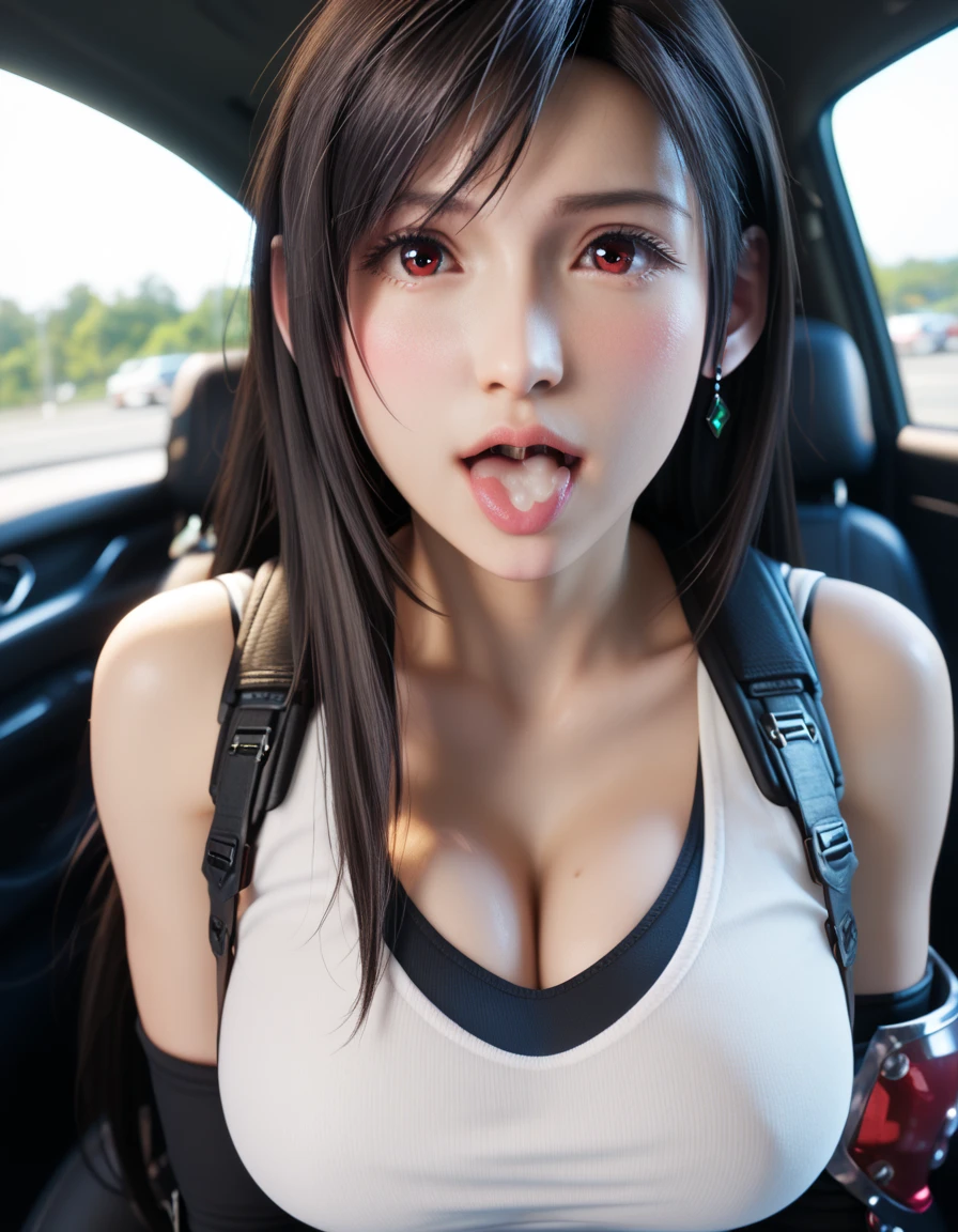 score_9、score_8_up、score_7_up,One girl、Hyperrealism style、Photorealism style,Real、Kneel、Big Breasts:1.1、lips、Upper Body、Long Hair、 (Fluttering Hair、Mature Woman、Eye lashes、Slit eyes),Narrow eyes、Cool face、Mature Woman、Staring at the audience、(Painful expression、tears、Cum in mouth 1.1、steam:1.1)、blush、bangs、Brown Hair、Stone Wall、Dark dungeon background、Brown eyes、FF7、Silver Earrings、(black collar for slaves、Leather Harness Bondage Restraints、suspenders、Put your arms behind your back)、No correction、((Tifa Lockhart))、Sweaty、lips、Wet、開いたlips、Upper Body、naked、Detailed nipples、Well defined nipples、Detailed eyes、Narrow eyeature Woman、High resolution、high quality、最high quality、masterpiece、HDR、Highest production valueasterpiece、((blowjob、deep throat、Huge penis in mouth、Woman swallows man's penis、Penis in her mouth、A man's hand is holding her head、One man、A thick but not long penis、Vein Penis:1.1))