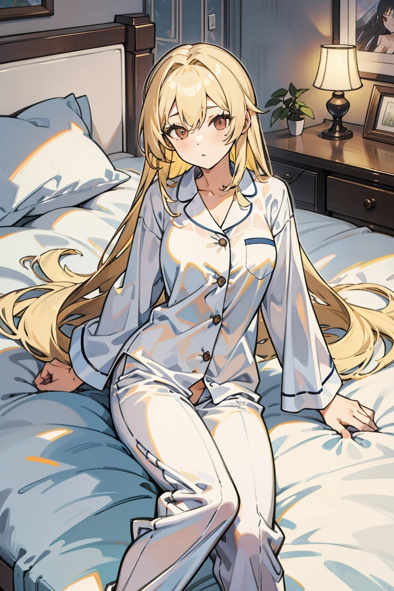 <lora:soine:0.5> soine, bed, pillow, lying, on side, (pajamas:1.2),, ultra detailed, masterpiece, best quality, aesthetic, detailed,, solo, soft smile, light smile,
1girl, blue eyes, very long hair, blonde hair, long blonde hair, french braid, bangs, medium breasts,