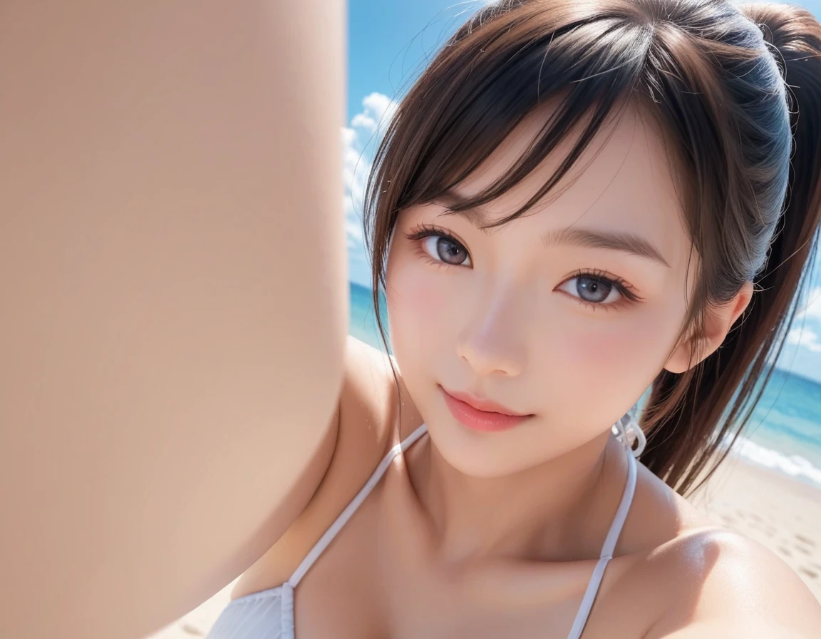 ((Best quality, 8k, Masterpiece :1.3)), Sharp focus :1.2, A pretty girl 24 years old with perfect figure :1.4, Slender abs :1.3, Raw photography、超A high resolution, full body, Ultra High Definition, (Photorealistic:1.4), Detailed Photo, Smiling, Sexy, Facing Camera, Close-up , (Photorealistic), (1girl), Beautiful Face, (Realistic Face),Beautiful Hairstyle, Realistic eyes, beautiful detail eyes, (realistic skin), beautiful skin, (sweater), absurd, attractive, ultra high resolution, ultra realistic, high definition, golden ratio,Good hands、10、high-reaster-piece、highest quality、head:1.3、((Hasselblad photo))、Fine Skin、crisp focus、(Light like a movie)、gentle lighting、Dynamic Ungle、[:(detailed face:1.2):0.2]、
Negative Pro,  Highly detailed face and skin texture, Detailed eyes, Double eyelid,masterpiece,super fine eyes,super fine hand, face zoom, perfect makeup,(Huge breasts that look like they might burst:1.1)