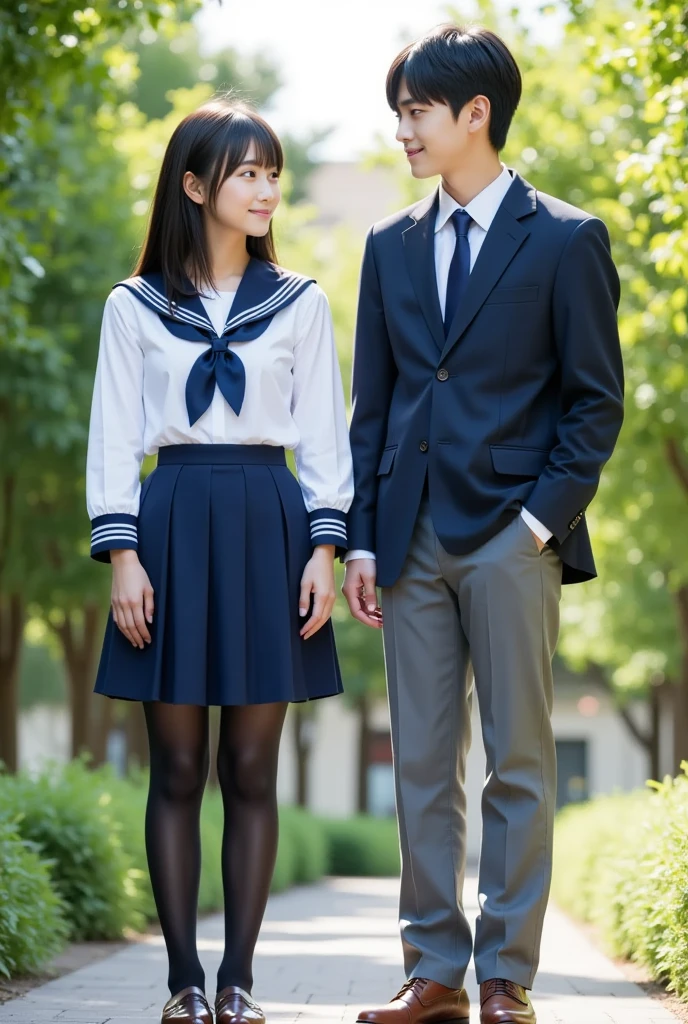 Color Manga、Japanese、High school couple、In uniform、date at home、smile、