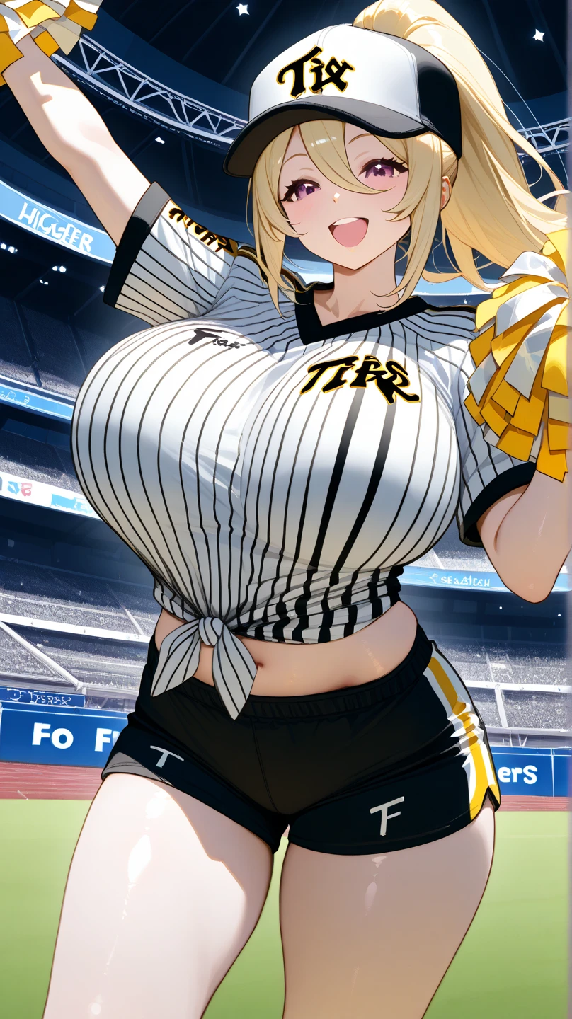 One girl,Huge Breasts, Have, White Background, Both sides up, bra,underwear,{{{Plump, thick thighs}}},{{{Knee-high socks}}},Sexy pose,Happy,Huge Ass,Yellow Eyes,Blonde Hair