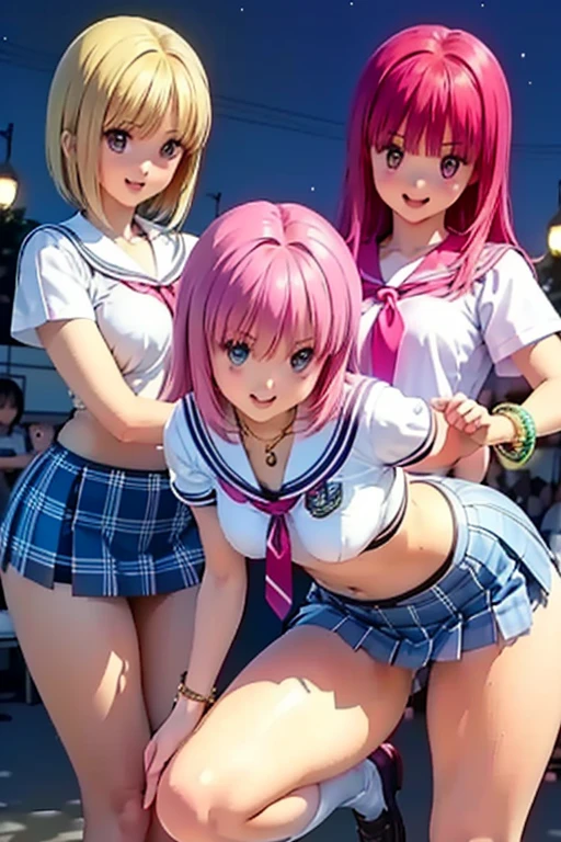 ((masterpiece, highest quality, High resolution, 超High resolution, Perfect Pixel, Depth of written boundary, 4K, RTTX 10.0, High resolution))), (Five adult women:1.3), Beautiful Anime Woman, Beautiful art style, Anime characters, ((Long Hair, bangs, Dark brown hair, Various hairstyles)), ((Beautiful eyelashes)), ((Detailed face, blushする:1.2)), ((Smooth texture, Realistic texture, Anime CG Style)), Perfect body, Slender body, Exact finger count、Exact number of legs、Exact number of arms, (blush:1), (The five women are standing side by side, lifting their skirts to greet the crowd.:1.2), ((Fashionable white shirt, Sailor collar, mini skirt, Knee-high socks, loafers: 1.2)), (Lift up your skirt yourself:1.1), Realistic, (Slender body:1.1), highest quality, High resolution, 非常にDetailed face, Perfect lighting, Extremely detailed CG, (Perfect hands, Perfect Anatomy), Embarrassed expression, (School classroom, Blackboard background:1.3), Morning sun-like lighting, whole body, ((Stylish and sexy shiny satin panties, Stylish lace side-tie panties, White panties, Pink Panties, Light blue panties:1.2)), Angle from the front、(Beautiful and thin thighs:1.1)