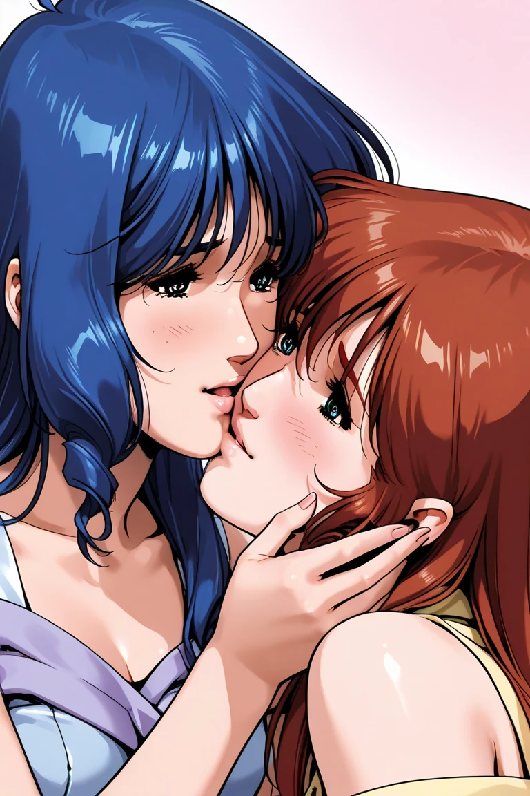 score_9, score_8_up, score_7_up, score_6_up, score_5_up, score_4_up, (source_anime), 2girls, evangellion, asuka langley, katsuragi misato, yuri, technological place, full body, breast sucking