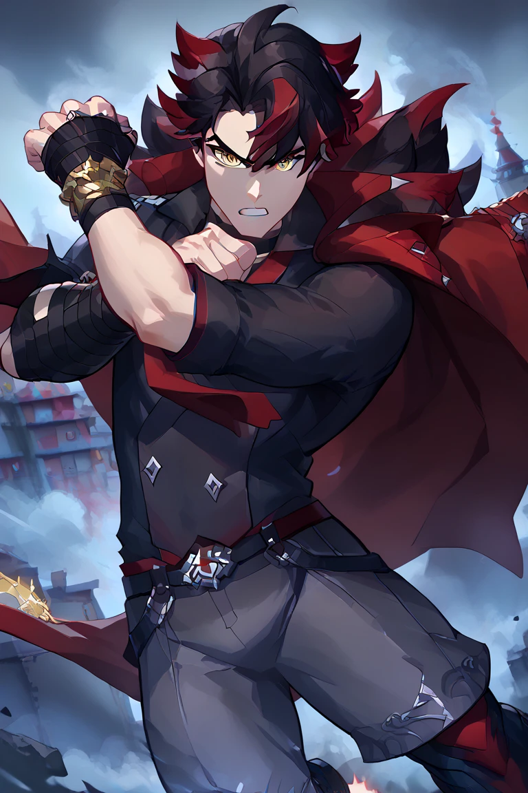 suspended on chains,20-year-old red-haired wizard guy, bleeding in a prison cell