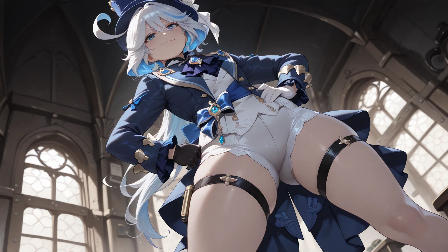 Pokemon furina de genshin impact lado posterior mostrando el culo y su ano, NSFW sexy mostrando su posterior   full body size