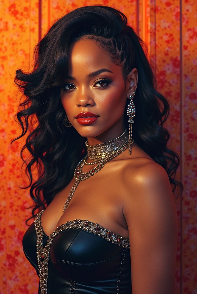 Extremely gorgeous, stunning beauty, Rihanna AS A WAKANDAN WARRIOR, thick figure, heavy physique, DETAILS, GOOD SKIN, highly detailed, skin pores, sharp focus, amazing details,