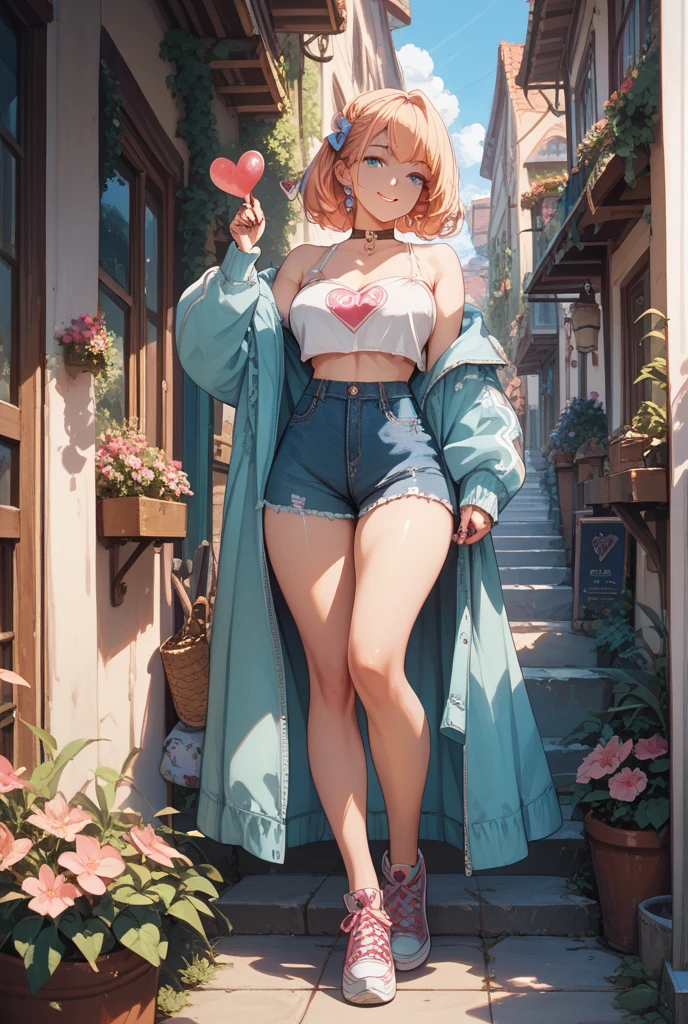 (slightly chubby waist: 1.7), wide hips, thick thighs, anatomically correct, (head to toe: 2.0), (full body image: 1.8), 1girl, solo, (string bikini 1.6), deviant art, masterpiece, highly detailed, brown eyes, detailed eyes, expressive detailed eyes, wide eyed, detailed pupils, blush, (tiny bikini:1.4), small breasts, ((nipping out:1.4)), lots of freckles, super textured detailed skin, entire body image, full body shot, professional photograph, (no jacket: 1.9), 360 view, bikini top only