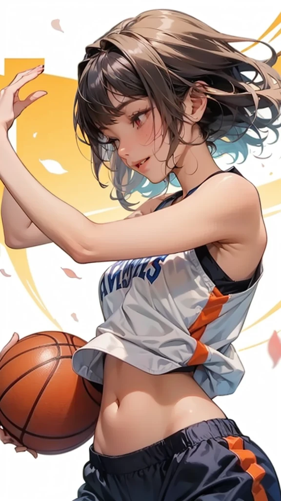 hyper realistic portrait of a Young age girl wearing black face mask, wearing oversized basketball jersey, wearing panties, closed eyes, arms up showing her her sweaty armpits, sweaty armpits,