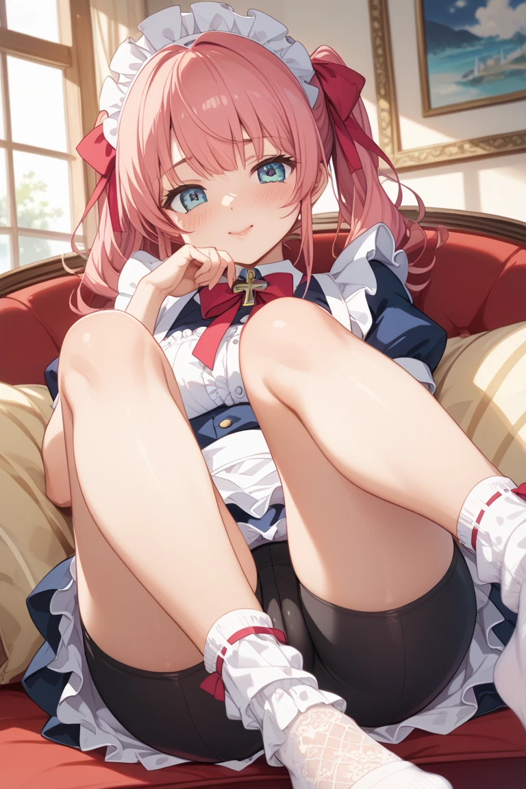 (masterpiece}, {High resolution}, {good anatomy}, (highest quality), (very delicate and beautiful), (8K CG wallpaper), (An illustration), 1 girl, Completely naked, pink hair, Red lily flowers, uniform, Blue skirt, twin tails, 2 pistols