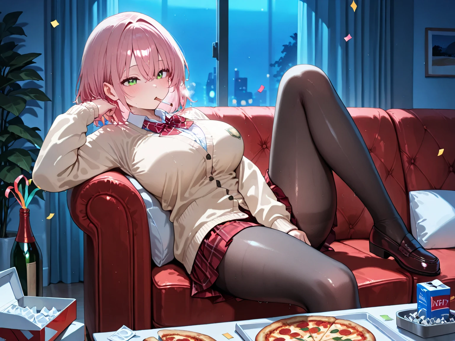 (top-quality,High resolution,(Ultra high definition,4K), (超A high resolution,in 8K),masutepiece:1.2), (Perfect Anatomy,Anatomically accurate), (Angle from below), (Soft lighting, rendered), ((cute mother and daughter)), ((Sitting on a sofa in the lobby of a luxury hotel,itting open legs)), ((Girls' High School Sailor Uniform)), (Red lace panties), (fascinated expression), (Crisp double eyelids), (Large breasts:1.3), (Soft skin), (Photorealistic), (Glowing skin), (pinkhair), (Pixie Cut)