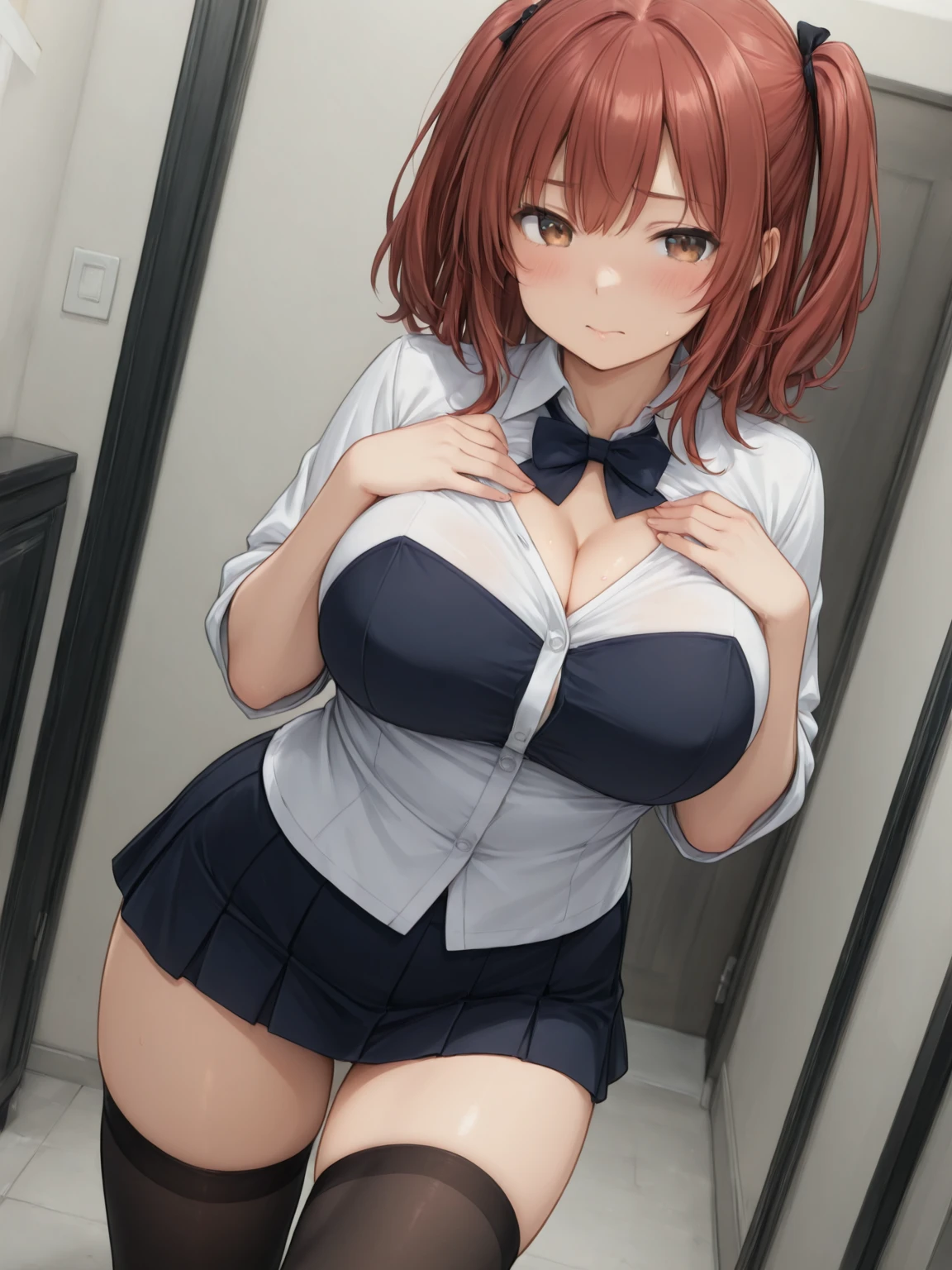 tomboy、Hands on hips、Leaning forward、Big Breasts