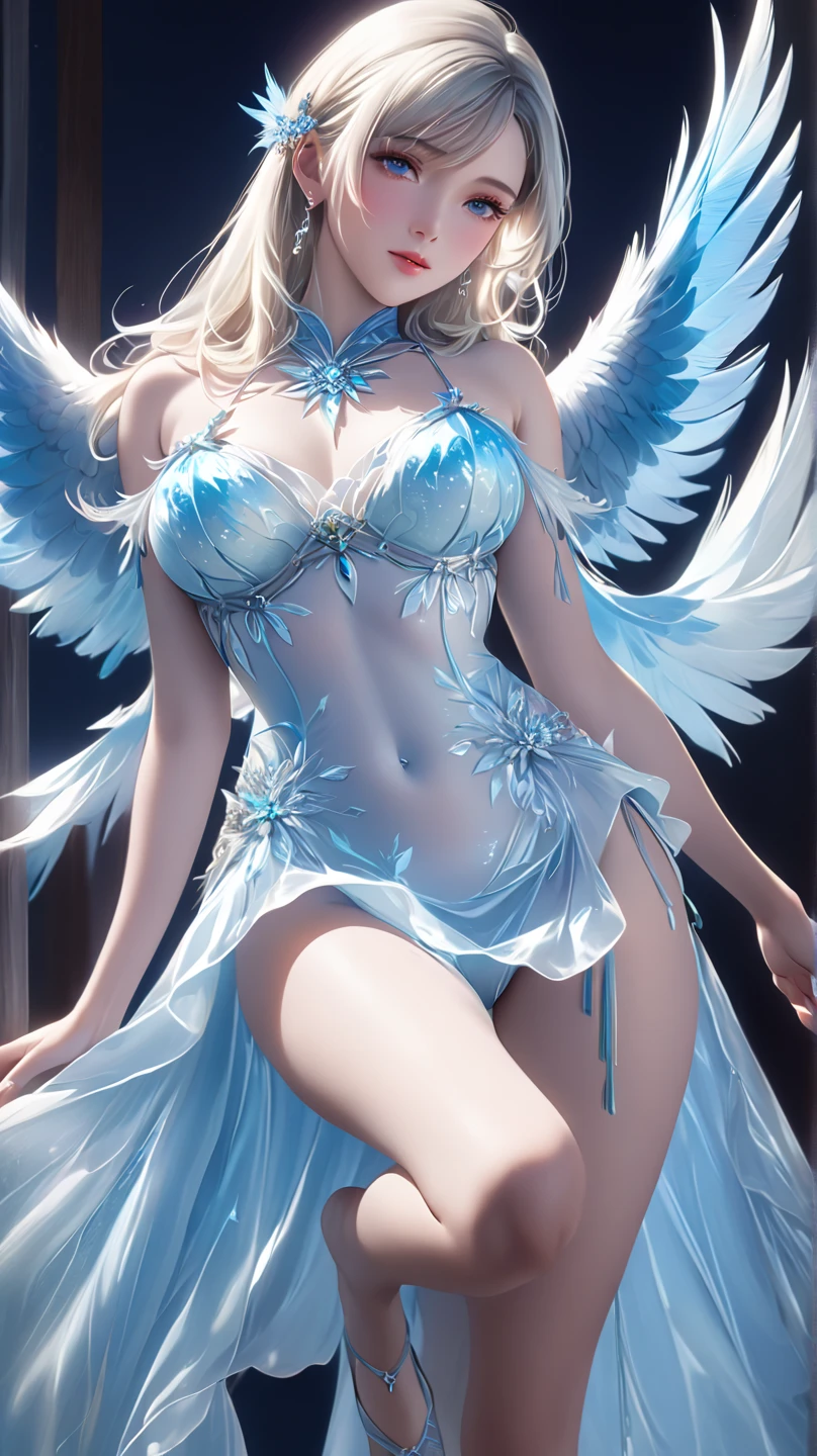Araffe angel with wings and bralet posing for a photo., beautiful cyborg angel girl, WLOP y ROSS Tran, Ross Tran y Wlop, cgsociedad 9, karol bak uhd, impresionante sociedad cg, Ganador del concurso CGSOCIETY!!, beautiful female angel, Ganador del concurso CGSOCIETY, Ganador del concurso CGSOCIETY!!!, Arte de Wlop
