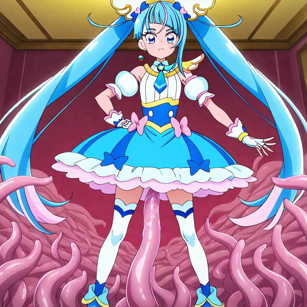 score 9, score 8 up, score 7 up, rating questionable, detailed background,anime screencap, source_anime,shiny skin, curebeauty, large breasts, solo, close mouth,outdoors,park,Closed eyes, face of pain, (Close your eyes ), (It hurts a lot 1.7),Defeated,Damage,exploding clothes,revealing clothes, (torn clothes),panties,bra, bound,restrained, too many tentacles, tentacles,bound by tentacles, bound neck by tentacles,midair,cum in pussy, covered in cum,