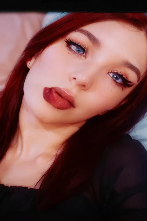 cropped woman with red hair and a pink sweater posing for a photo, powder Nándor Katona, profile image, photo realist, frontal image, Estefânia Villegas Burgos, 8k)), fernanda suarez, by Amélia Peláez, lorena avarez, adriana dxim, very low quality image, with dollar background