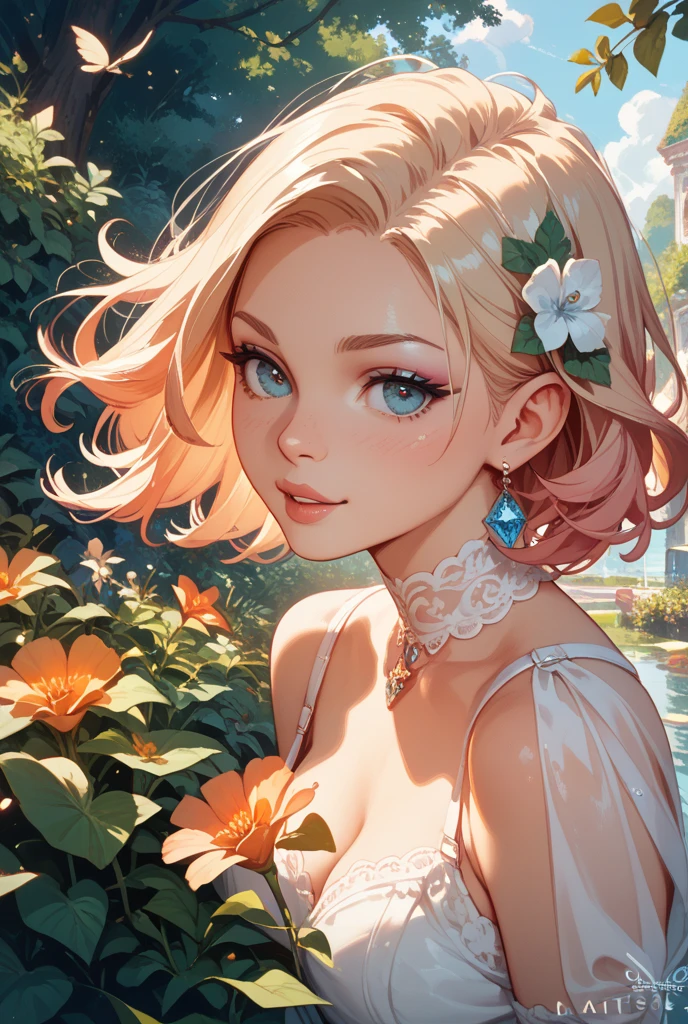 masterpiece, best quality, Highly detailed CG Unity 8k wallpaper, (Close-up of the upper body head of a beautiful girl), , #1: Elegant Straight Long Blonde Hair, (Mckenna Grace), (flat chest,thigh), (green tea) Golden (Shiny ballet skirt,Long rabbit ears headdress, , bow tie, No, Visible genitals), (Spread your legs), (blush), Oily skin, (Charming smile), (wonderland), Cute face, Key Art, Awards, Intricate detail realism hdr, go through (Luan Jia, Altgerm 和 Range Murata), Photorealism, Surrealism, Surrealism, Dramatic lighting, Heavy shadows, beautiful landscape, Depth of writing boundaries