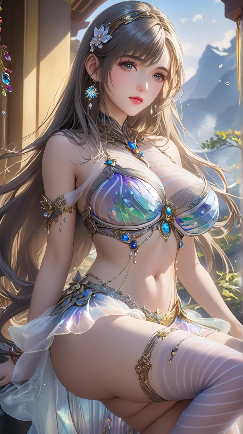 （Best quality，ultra - detailed，Best Best Illustration，The best shadow，tmasterpiece，A high resolution，professionalartwork，famousartwork），Delicate eyes, beautiful eyes，closeup cleavage，sci-fy，colored sclera，robot eye mark，Tattoos are，（fractal，Fractal eyes），largeeyes，largeeyes，（Eye focus），surface focus，the eye of the universe，Space Eye，Close up of metal sculpture of woman with moon in her hair，Extremely detailed，3d goddess portrait，The goddestremely rich in details，a stunning portrait of a goddess，Goddess side face avatar，Beautiful goddess portrait goddess body closeup portrait，goddess hecate，portrait of a norse moon goddess，goddess of space and time，hologram