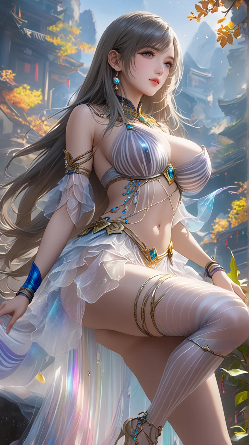 araffe woman in blue dress sitting on rock near a waterfall, photorealistic perfect body, goddess of Japan, seductive anime girls, hyperrealistic full figure, beautiful and seductive anime woman, trending at cgstation, Realistic young gravure idol, Breasts are large, realistic sensual gravure idol, beautiful goddess, Sexy girl, trending on cgstation, realistic shaded perfect body