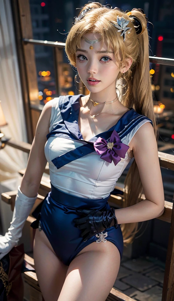masterpiece, best quality, Extremely detailed CG unified 8k wallpaper, (Close-up of the upper body head of a beautiful ), , #1: Elegant Straight Long Blonde Hair, (Mckenna Grace), (flat chest,thigh), (Brown blue) Golden (Shiny ballet skirt,Long rabbit ear headdress, , bow tie, No, genitals vi(spread legs), (blusin, (seductive smile), (wonderland), Pretty Face, critical art, Awards, intricate details realism hdr, go through (Nguyen Gia、artgerm and range murata), Photorealism, Surrealism, Surreal, dramatic light, strong shadow, beautiful scenery, Depth of Field