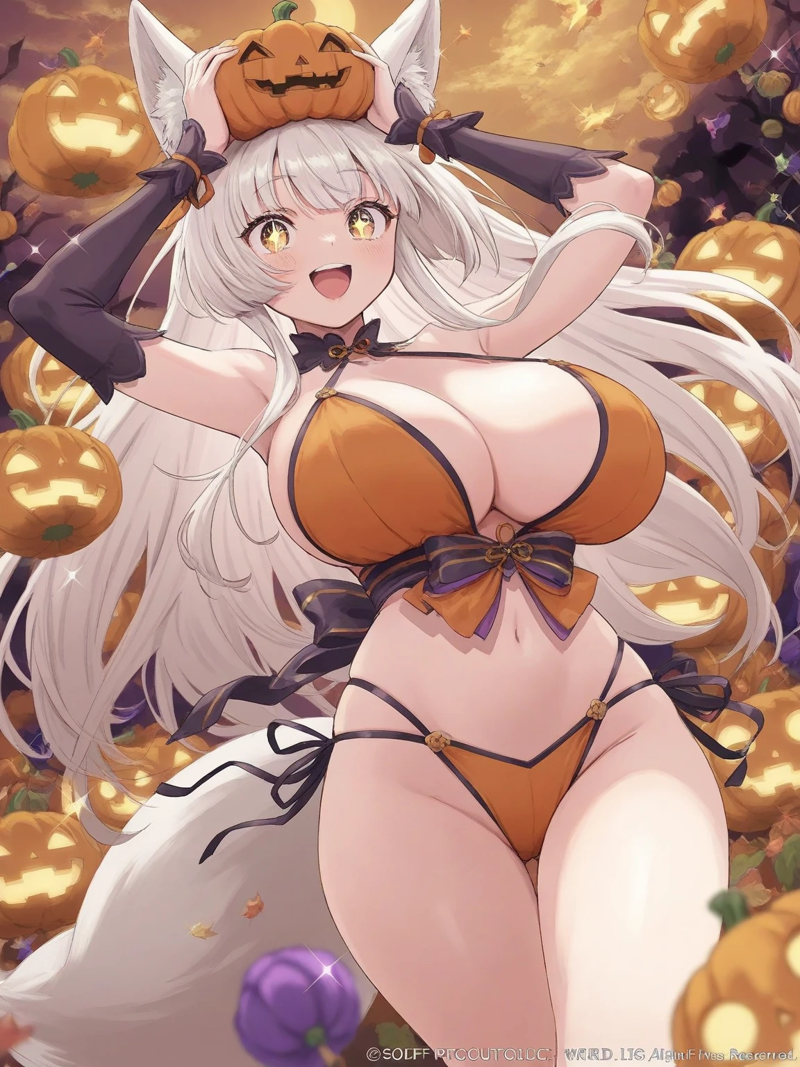 1woman, sexy Pregnant goddess, mature, bunny girl, tight white Bodysuit, fishnet leggings, wavy orange hair, bunny ears, cleavage