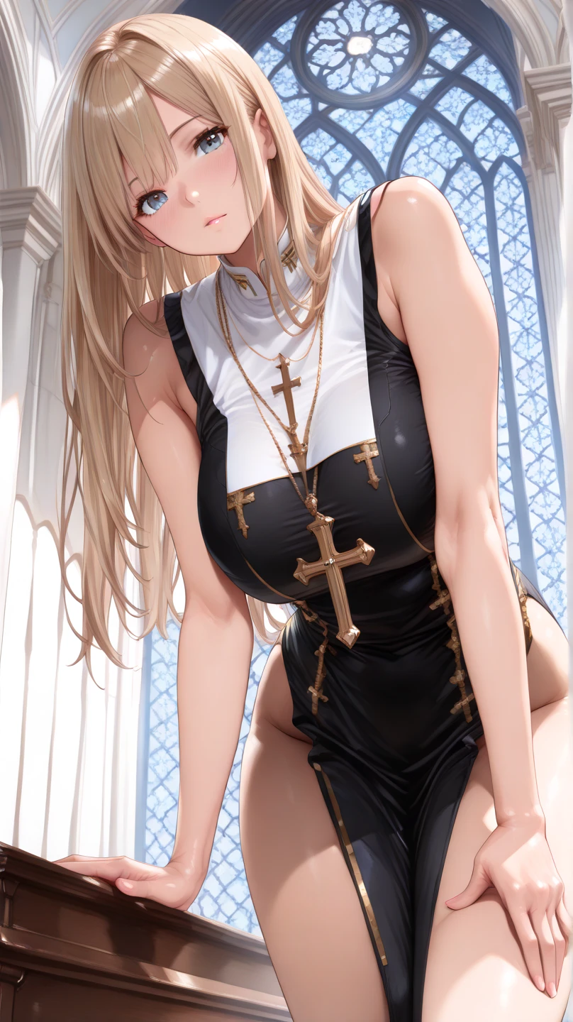 {(super fine illustration:1.4),(renaissance style:1.2)}, {hime cut}, BREAK, {erotic face,anguish,(scream:1.1),(very ecstasy:1.2),(writhing:1.4),embarrassing,half open eye},{(very obscene pose:1.2),(arched back:1.2),(arch one's head:1.4),arms behind}, {(chains fundoshi:1.2), (wet clothes:1.4)}, BREAK, {(chains skindantation),(many chains from the ceiling:1.4), (chain shibari:1.3),(chain bondage), (chain restraint),(wrap limbs with chains:1.4),(chain bind body),(chain in collar:1.2), confinement, shackles}, BREAK, {(1 woman, small breasts, gold colored hair, hime cut,long straight hair)},{dynamic low angle view}, {(dark church glowing stained glass:1.2)}, BREAK,{(glowing tears:1.1),(Clear eyes),extremely detail hair, (pure white skin:1.1)}