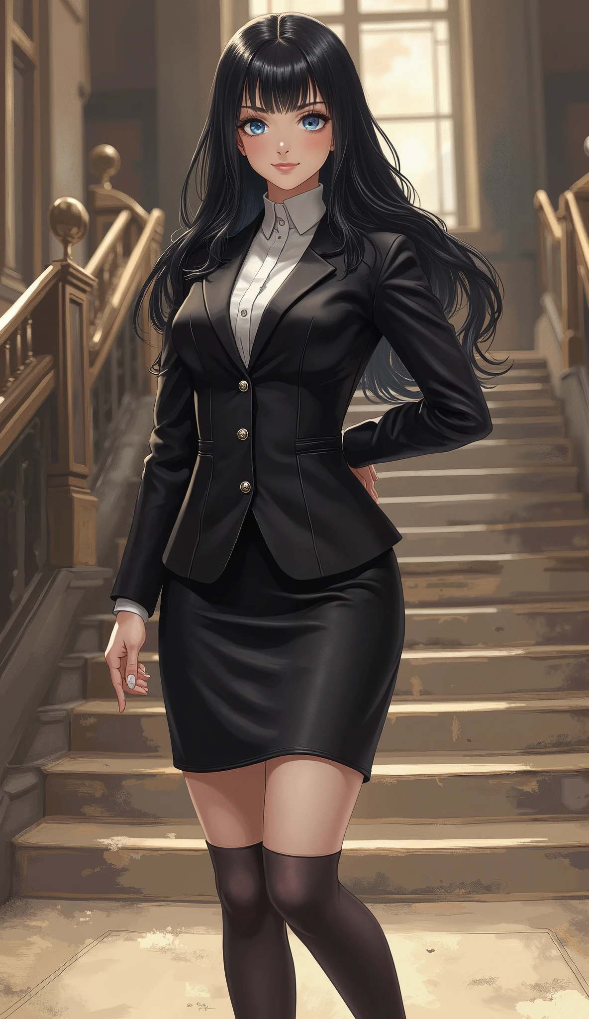 ((1woman)),mob boss,long_hair,looking_at_viewer,highly detailed, formal gown