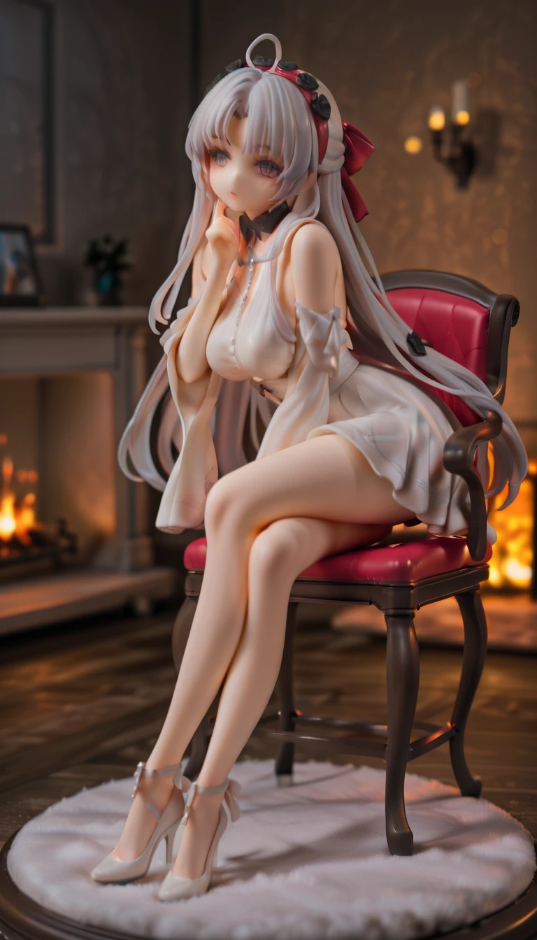 Good quality, lying down, Naked, legs open, Pussy, small breasts, long white hair, bright red eyes, pale skin, flushed cheeks, Girl showing the soles of her feet to the viewer