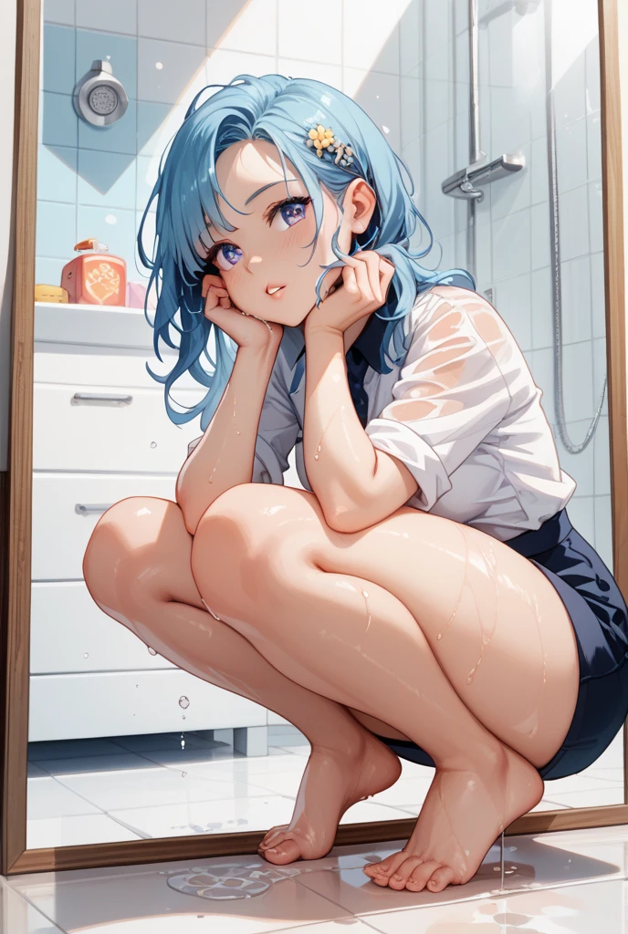 very vey very detailed face,Delicate facial features,leaked pee,urinary incontinence
