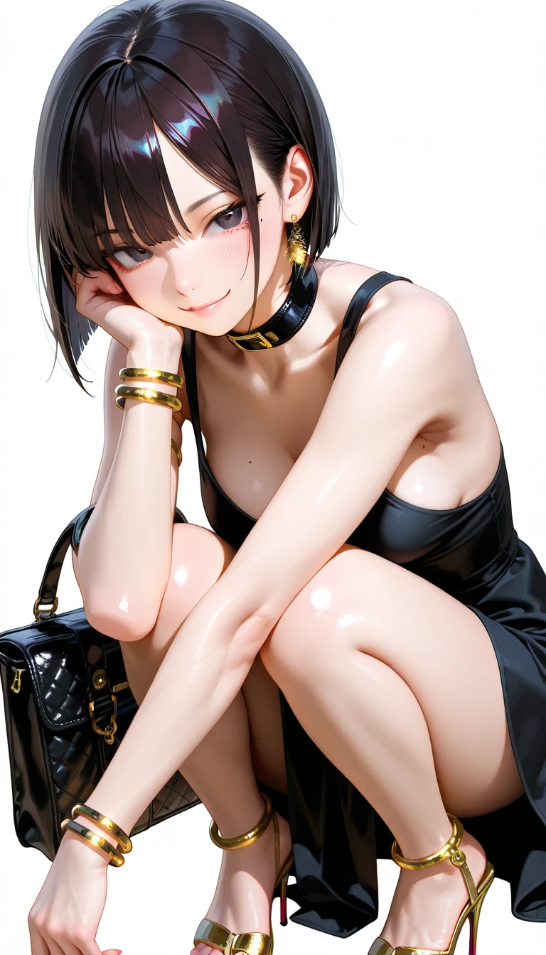 Anime Looking Down Bare Feet Slender Body Indoor By the Window Night Smile Drinking Black Hair Thick Coating 2 Stories Agura