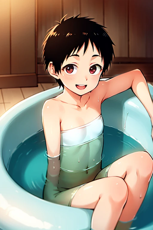 masterpiece,highest quality,Very detailed,One girl,alone,Scared,Panic,The pupils constrict,shout,Raise your eyebrows,Are crying,Eyes Wide Open, Swimsuit, One piece swimsuit, White swimsuit, Idol Master, Miho Kohinata, Black Hair, Short Hair, Watery eye, Punishment, Crying face, scream, I am in agony, Desperately struggling, whole body, shame, boiling water,steam, whole bodyが水槽の中, Bright red skin, Withstands the heat, Being boiled, Boiled in a pot,Ironing, Transparent bathtub, Constraints, Hanging