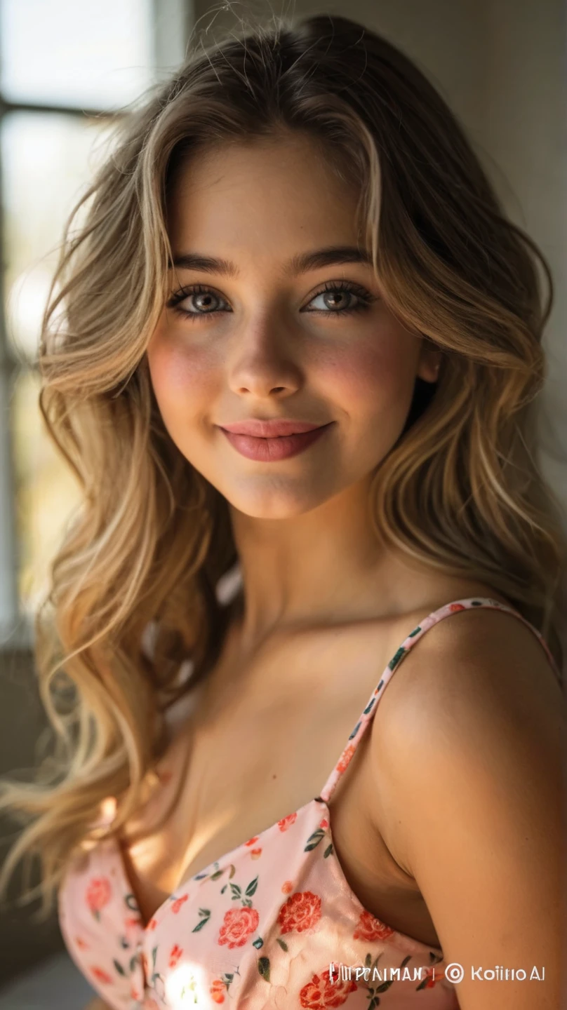 Full body pose of a 25 year old Russian-Dutch mixed girl., RAW, Beautiful woman, half-open strawberry lips, dimples, thoughtful look, (Very long wavy blonde hair), ((detailed face)), ((detailed facial features)), (finely detailed skin), pale skin, (short detailed sexy dress), spring summer wednesday , (cool colors), plump body , wet, reflections, (masterpiece) (perfect proportion)(realistic photo)(Best quality) (detailed) (8K) (wallpaper) (cinematic lighting) (Dramatic lighting) (sharp focus) (difficult), RAW photo, RAW photo, photo of gigachad, posing for the camera, looks straight into the camera, back hands, 8K uhd, SLR camera, high quality, short dirty hair, split