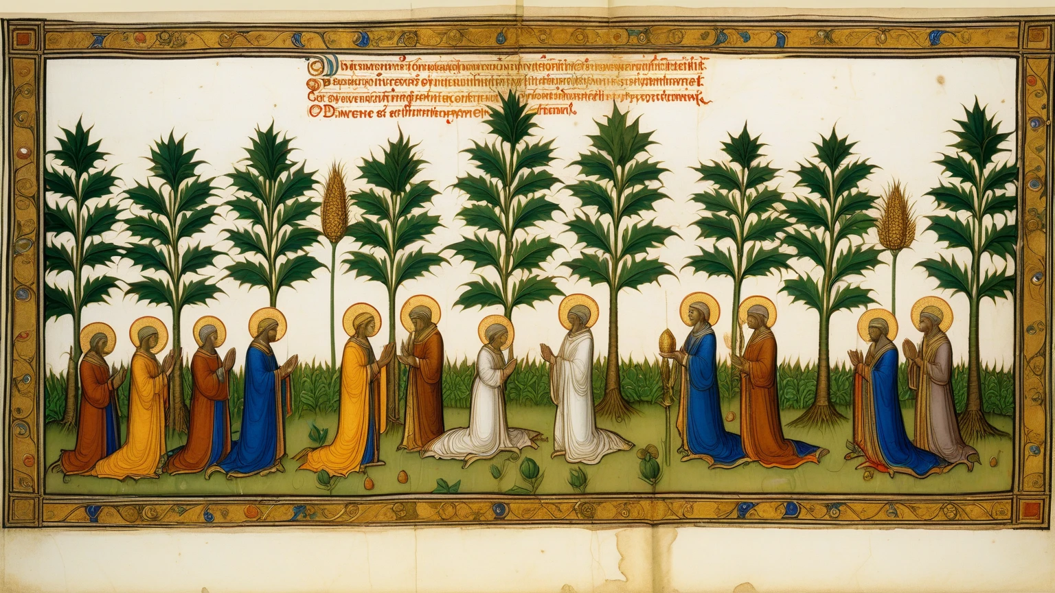 "(((Pre-Raphaelite painting of the harvest of the sacred mistletoe by the white-robed Celtic druids)))"